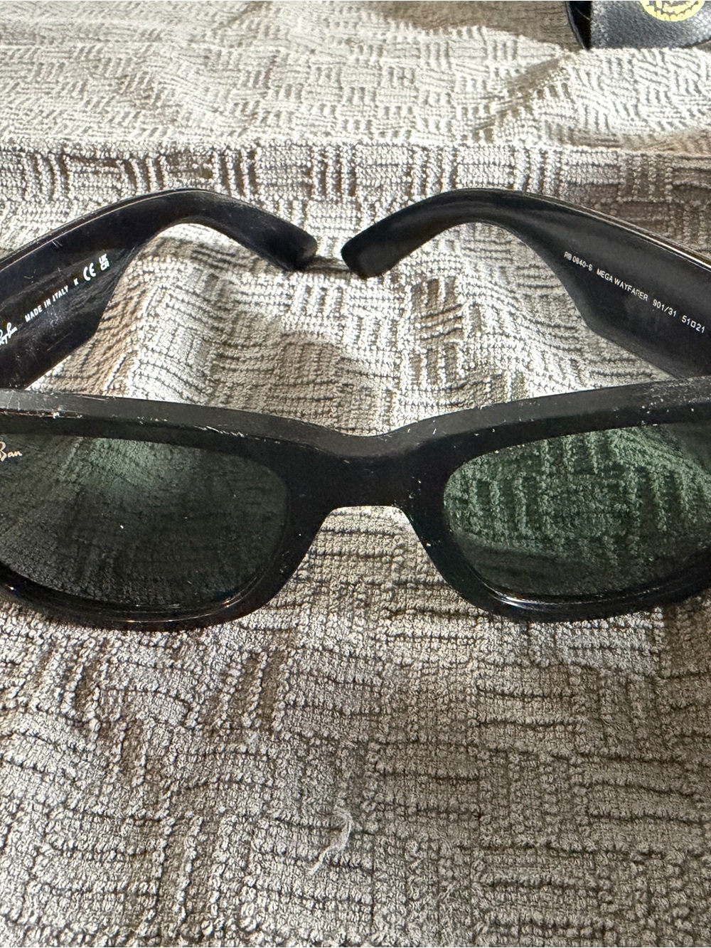 Ray-Ban Black Mega Wayfarer Frame Sunglasses with Dark Green Lenses